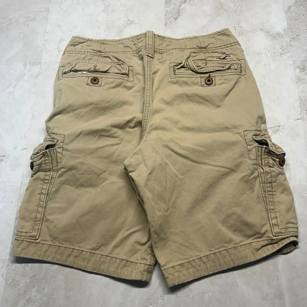 Hollister Cargo Shorts Khaki Tan Mens 32 Utility Pockets Rugged Summer Gorpcore